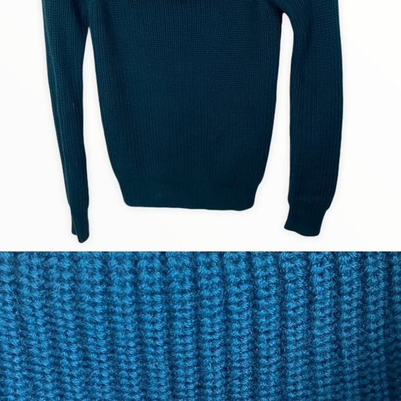 Revolve Lovers Friends Teal Blue Wool Chunky Knit Luna Sweater Boho Size XS Sexy - Picture 3 of 6